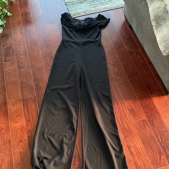 Lulus off shoulder black jumpsuit - Picture 3 of 6